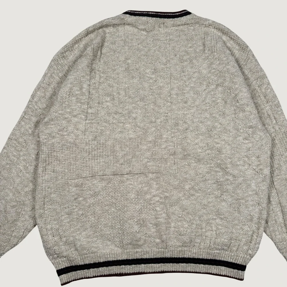 Vintage Winona Golf Embroidered Knit Sweater Womens Large Oatmeal Argyle USA